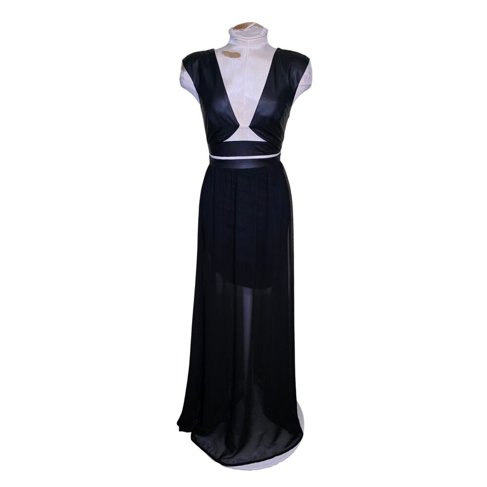 Evening Long Dress Formal Wear Faux Leather Size S NWT Symphony